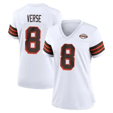 ＃8 Women's Jared Verse White Game Cleveland Browns 1946 Collection Alternate Jersey