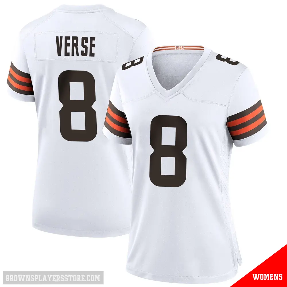 ＃8 Women's Jared Verse White Game Cleveland Browns Jersey