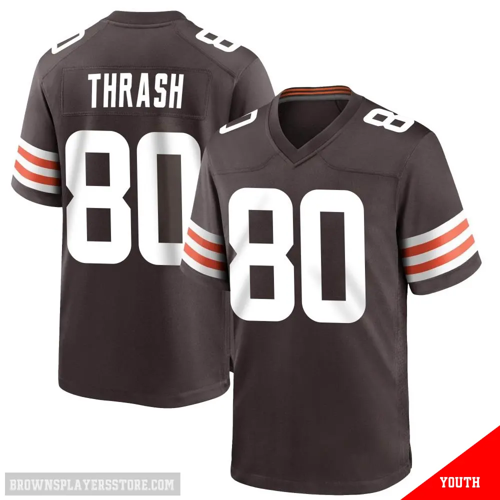 ＃80 Youth Jamari Thrash Brown Game Cleveland Browns Team Color Jersey