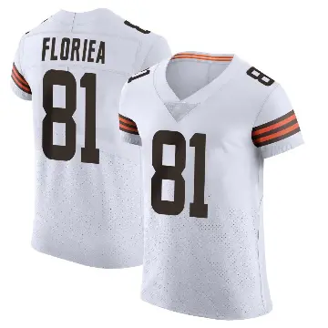 ＃81 Men's Luke Floriea White Elite Cleveland Browns Vapor Jersey