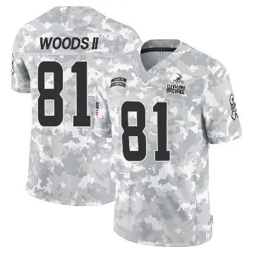 ＃81 Men's Michael Woods II Arctic Camo Limited Cleveland Browns 2024 Salute to Service Jersey