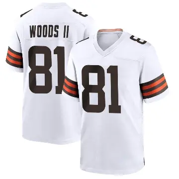 ＃81 Men's Michael Woods II White Game Cleveland Browns Jersey