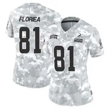 ＃81 Women's Luke Floriea Arctic Camo Limited Cleveland Browns 2024 Salute to Service Jersey