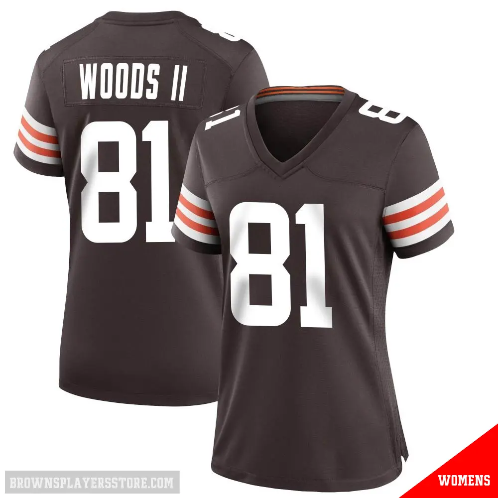＃81 Women's Michael Woods II Brown Game Cleveland Browns Team Color Jersey
