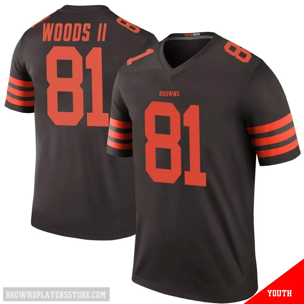 ＃81 Youth Michael Woods II Brown Legend Cleveland Browns Color Rush Jersey