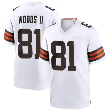 ＃81 Youth Michael Woods II White Game Cleveland Browns Jersey