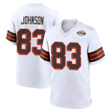 ＃83 Men's Kisean Johnson White Game Cleveland Browns 1946 Collection Alternate Jersey