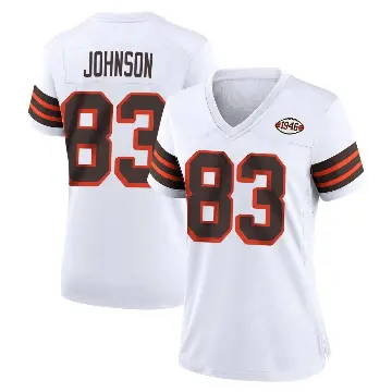 ＃83 Women's Kisean Johnson White Game Cleveland Browns 1946 Collection Alternate Jersey