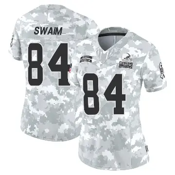 ＃84 Women's Geoff Swaim Arctic Camo Limited Cleveland Browns 2024 Salute to Service Jersey