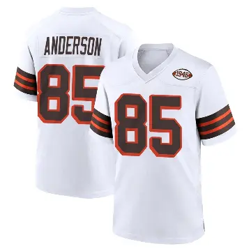 ＃85 Men's Aaron Anderson White Game Cleveland Browns 1946 Collection Alternate Jersey