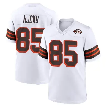 ＃85 Men's David Njoku White Game Cleveland Browns 1946 Collection Alternate Jersey