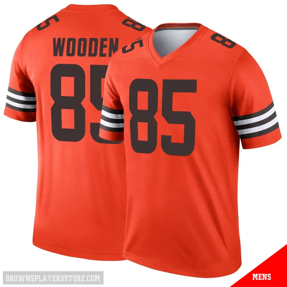 ＃85 Men's Isaiah Wooden Orange Legend Cleveland Browns Inverted Jersey
