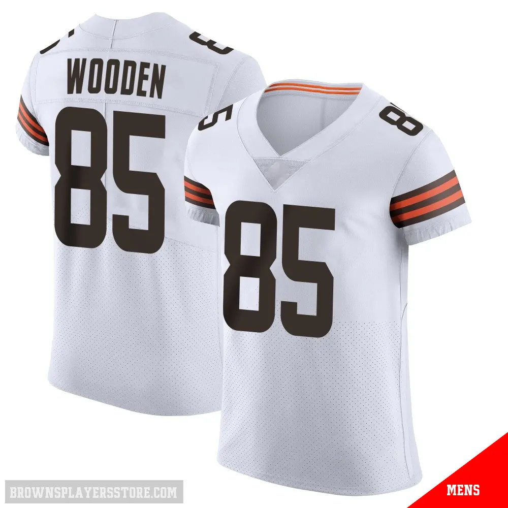 ＃85 Men's Isaiah Wooden White Elite Cleveland Browns Vapor Jersey