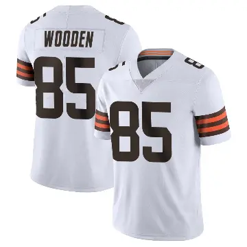 ＃85 Men's Isaiah Wooden White Limited Cleveland Browns Vapor Untouchable Jersey
