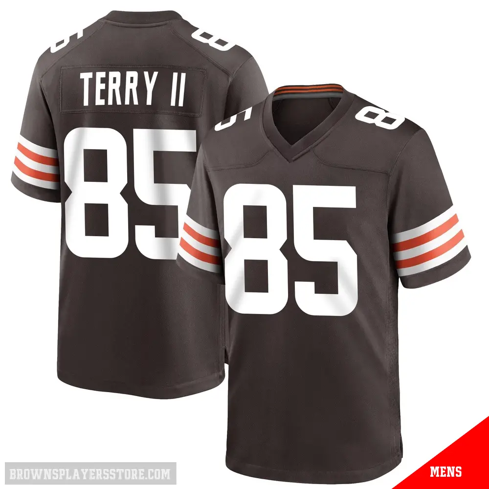 ＃85 Men's Jermaine Terry II Brown Game Cleveland Browns Team Color Jersey