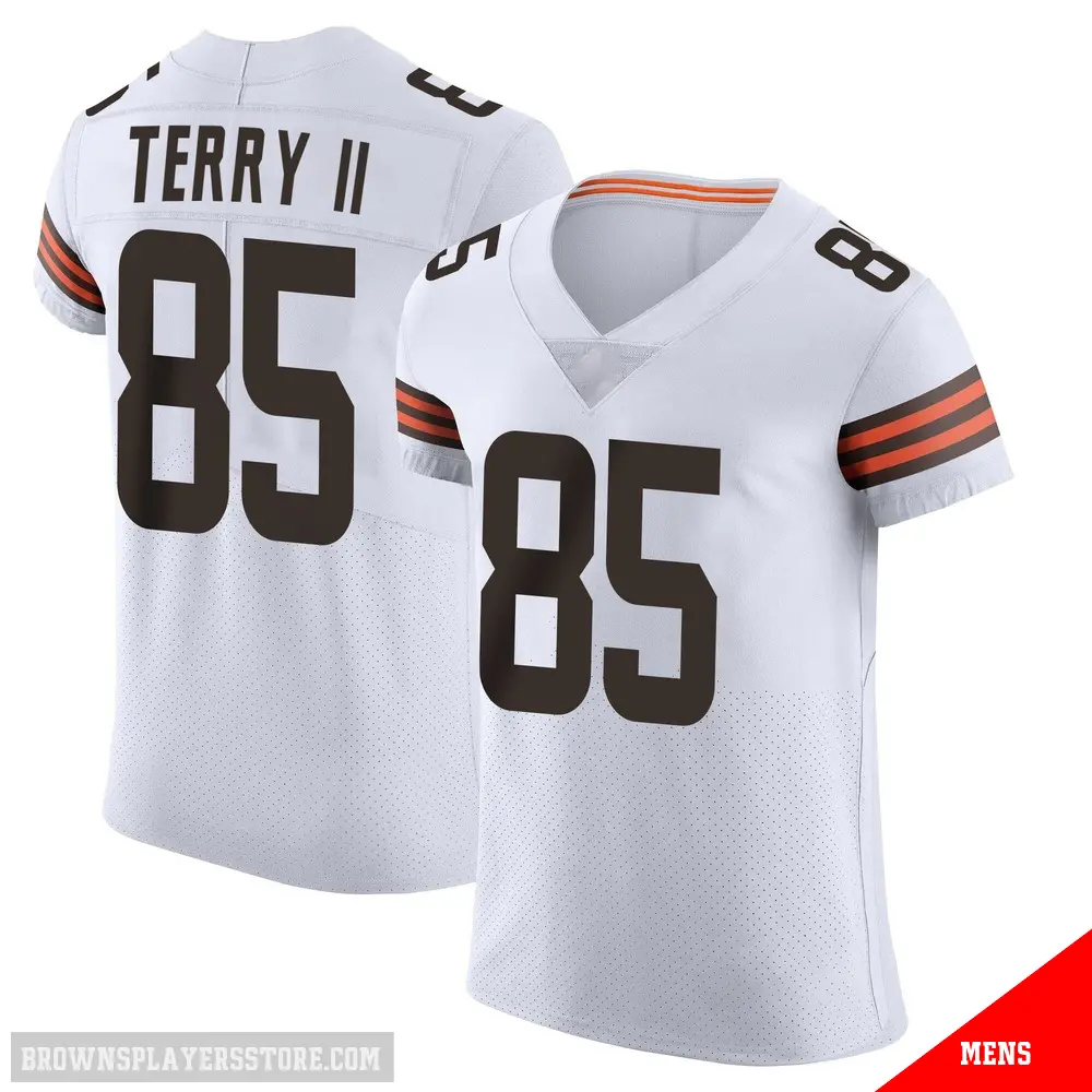 ＃85 Men's Jermaine Terry II White Elite Cleveland Browns Vapor Jersey