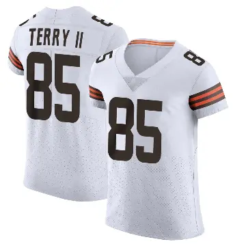＃85 Men's Jermaine Terry II White Elite Cleveland Browns Vapor Jersey