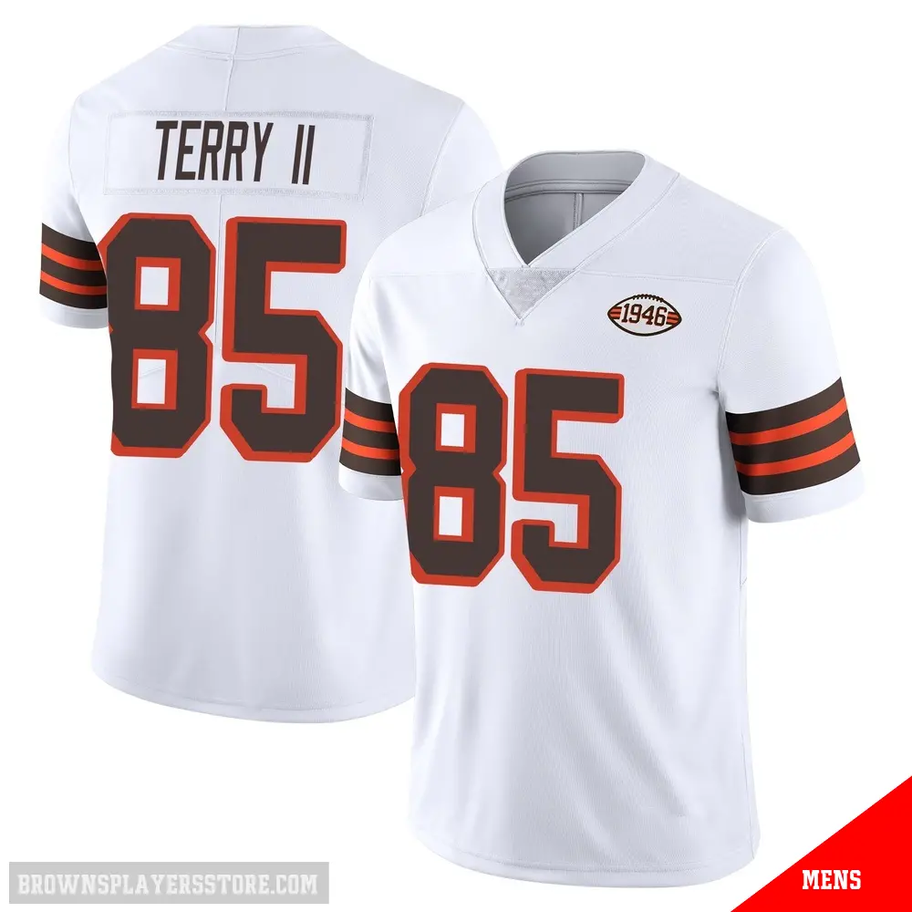 ＃85 Men's Jermaine Terry II White Limited Cleveland Browns Vapor 1946 Collection Alternate Jersey