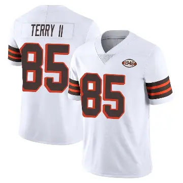 ＃85 Men's Jermaine Terry II White Limited Cleveland Browns Vapor 1946 Collection Alternate Jersey