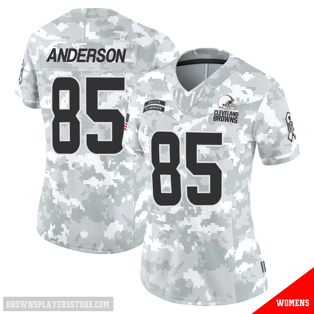 ＃85 Women's Aaron Anderson Arctic Camo Limited Cleveland Browns 2024 Salute to Service Jersey