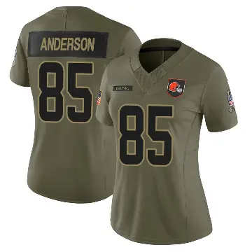 ＃85 Women's Aaron Anderson Olive Limited Cleveland Browns 2025 Salute to Service Jersey
