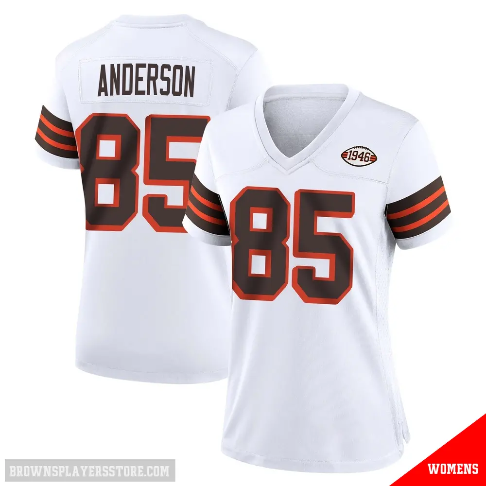 ＃85 Women's Aaron Anderson White Game Cleveland Browns 1946 Collection Alternate Jersey