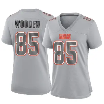 ＃85 Women's Isaiah Wooden Gray Game Cleveland Browns Atmosphere Fashion Jersey