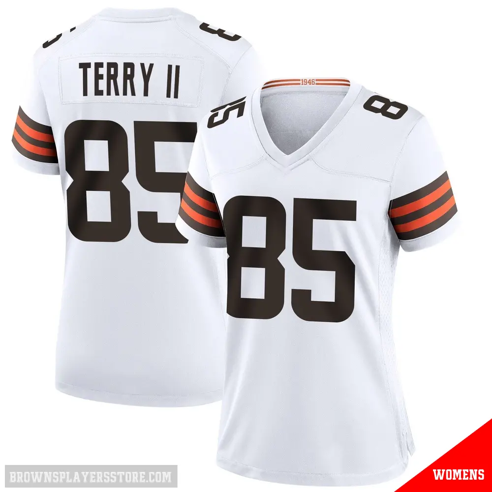 ＃85 Women's Jermaine Terry II White Game Cleveland Browns Jersey