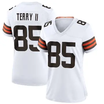 ＃85 Women's Jermaine Terry II White Game Cleveland Browns Jersey