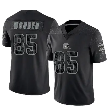 ＃85 Youth Isaiah Wooden Black Limited Cleveland Browns Reflective Jersey