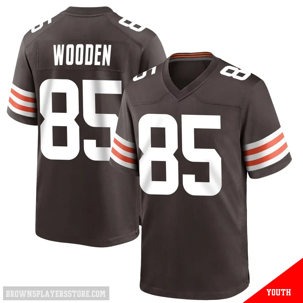 ＃85 Youth Isaiah Wooden Brown Game Cleveland Browns Team Color Jersey