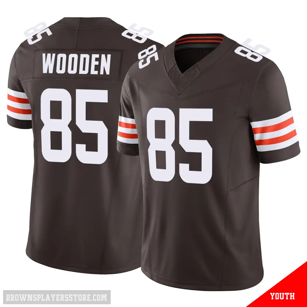 ＃85 Youth Isaiah Wooden Brown Limited Cleveland Browns Vapor F.U.S.E. Jersey