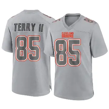 ＃85 Youth Jermaine Terry II Gray Game Cleveland Browns Atmosphere Fashion Jersey