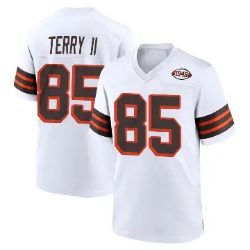 ＃85 Youth Jermaine Terry II White Game Cleveland Browns 1946 Collection Alternate Jersey