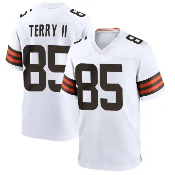 ＃85 Youth Jermaine Terry II White Game Cleveland Browns Jersey