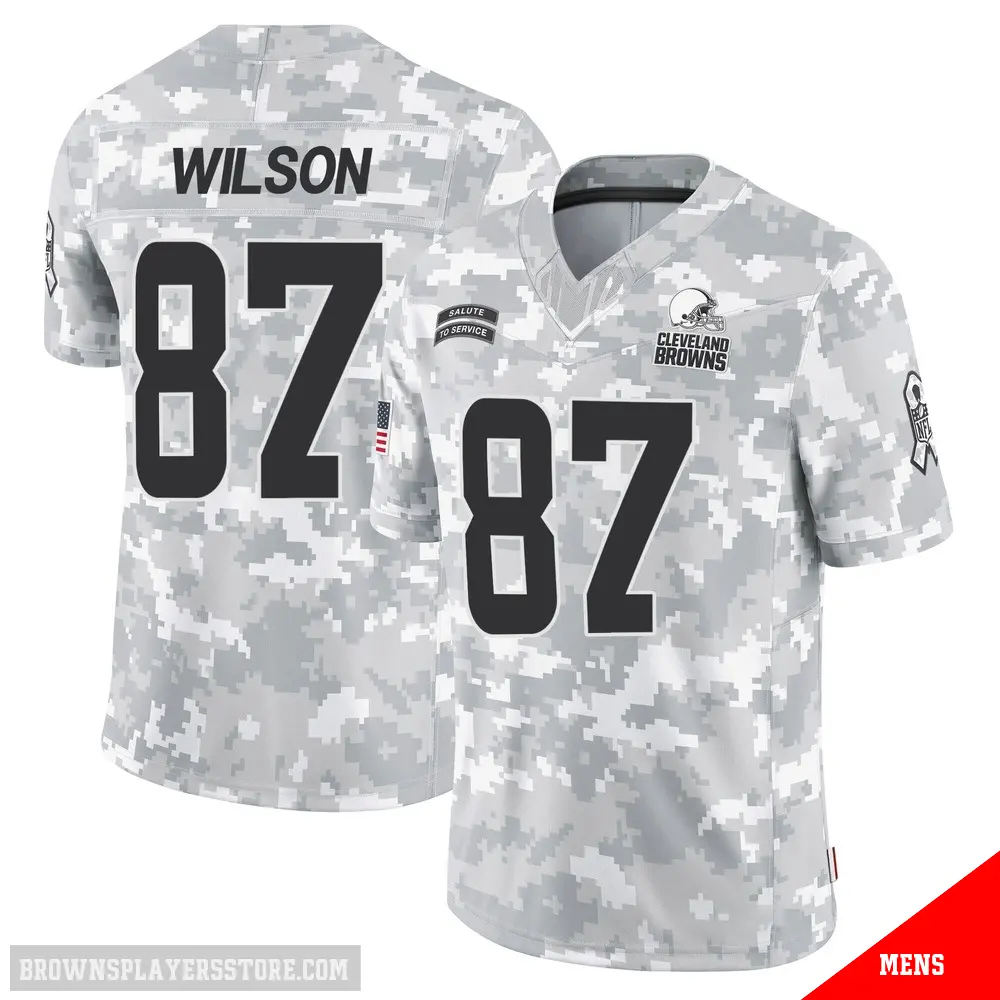 ＃87 Men's Kole Wilson Arctic Camo Limited Cleveland Browns 2024 Salute to Service Jersey