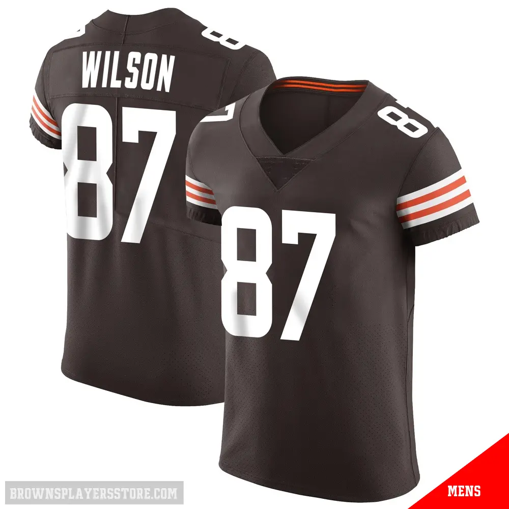 ＃87 Men's Kole Wilson Brown Elite Cleveland Browns Vapor Jersey