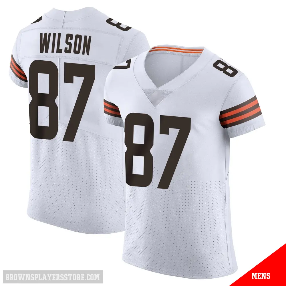 ＃87 Men's Kole Wilson White Elite Cleveland Browns Vapor Jersey