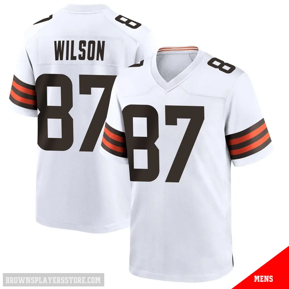 ＃87 Men's Kole Wilson White Game Cleveland Browns Jersey