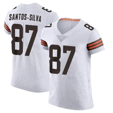 ＃87 Men's Marcus Santos-Silva White Elite Cleveland Browns Vapor Jersey