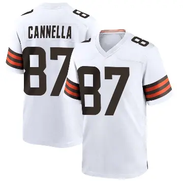 ＃87 Men's Sal Cannella White Game Cleveland Browns Jersey