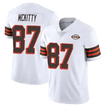 ＃87 Men's Tre' McKitty White Limited Cleveland Browns Vapor 1946 Collection Alternate Jersey