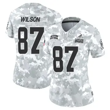 ＃87 Women's Kole Wilson Arctic Camo Limited Cleveland Browns 2024 Salute to Service Jersey
