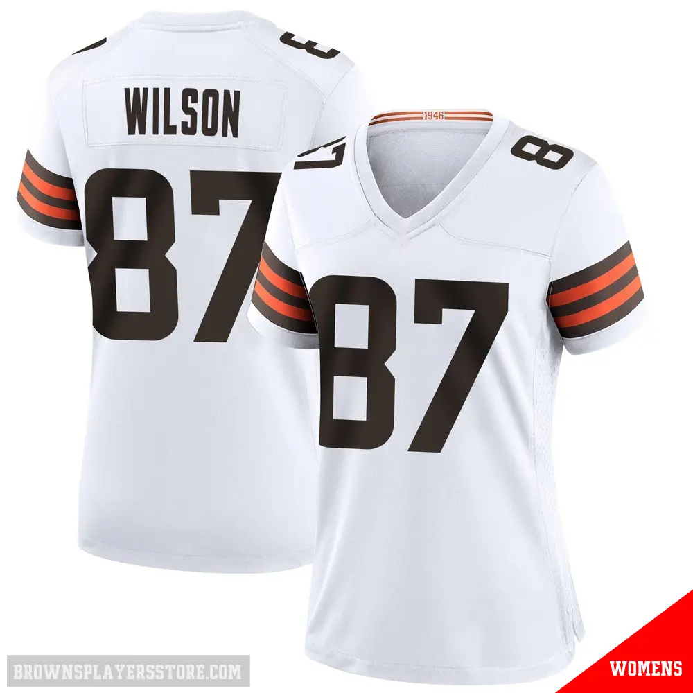 ＃87 Women's Kole Wilson White Game Cleveland Browns Jersey
