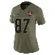 ＃87 Women's Tre' McKitty Olive Limited Cleveland Browns 2025 Salute to Service Jersey