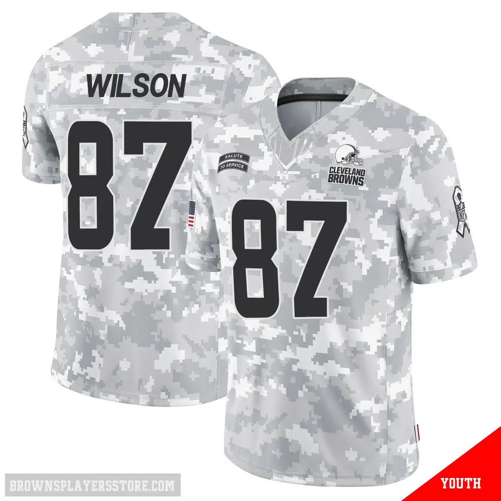 ＃87 Youth Kole Wilson Arctic Camo Limited Cleveland Browns 2024 Salute to Service Jersey