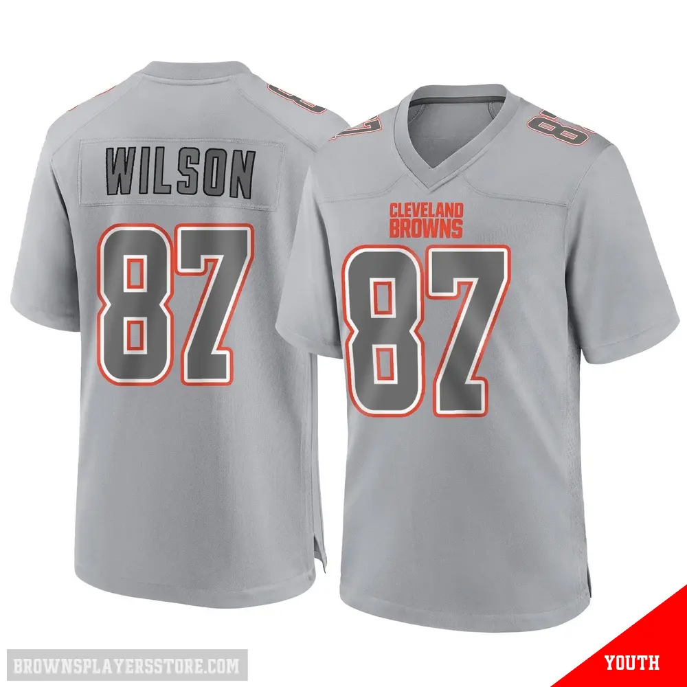 ＃87 Youth Kole Wilson Gray Game Cleveland Browns Atmosphere Fashion Jersey