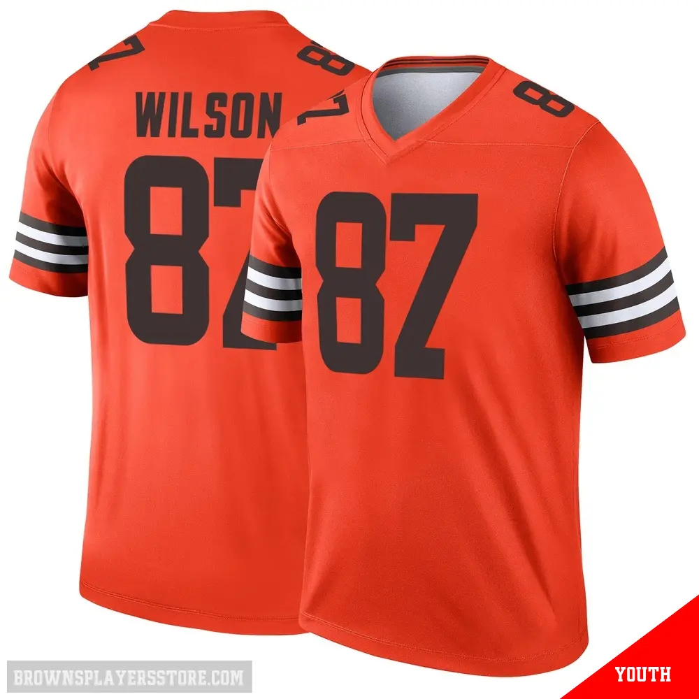 ＃87 Youth Kole Wilson Orange Legend Cleveland Browns Inverted Jersey