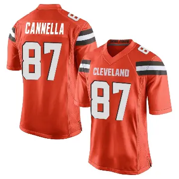 ＃87 Youth Sal Cannella Orange Game Cleveland Browns Alternate Jersey