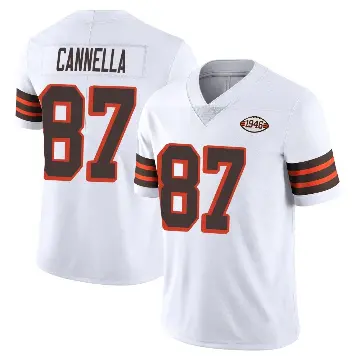 ＃87 Youth Sal Cannella White Limited Cleveland Browns Vapor 1946 Collection Alternate Jersey